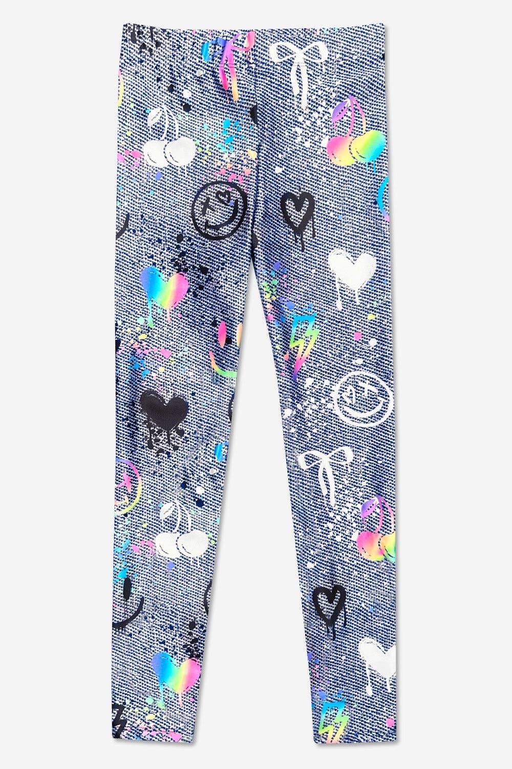 High Shine Long Legging in Charcoal Graffiti Elements