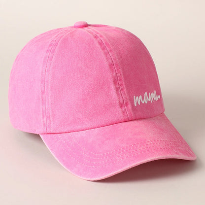Pink Embroidered 'Mama' Hat