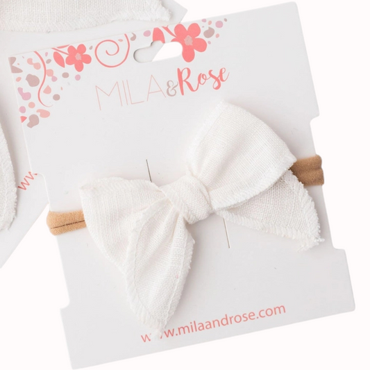 Classic Hair Bow Headband in White