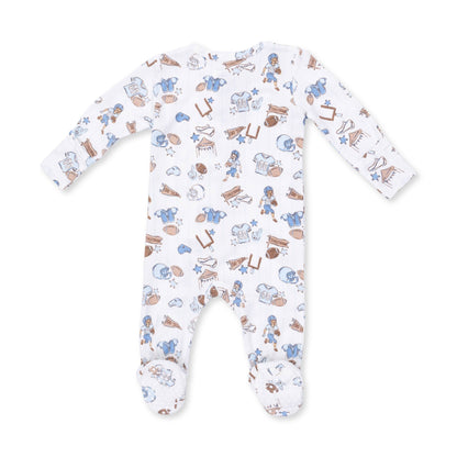 Football Nursery Bamboo Zipper Footie