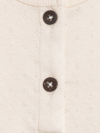 Clara Pointelle Button Down Cardigan in Ivory