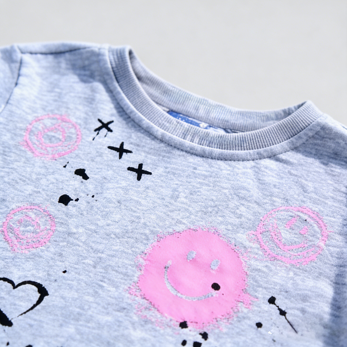 Gray Smiley Sweatshirt + Legging Set