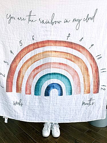 Rainbow Monthly Milestone Organic Blanket