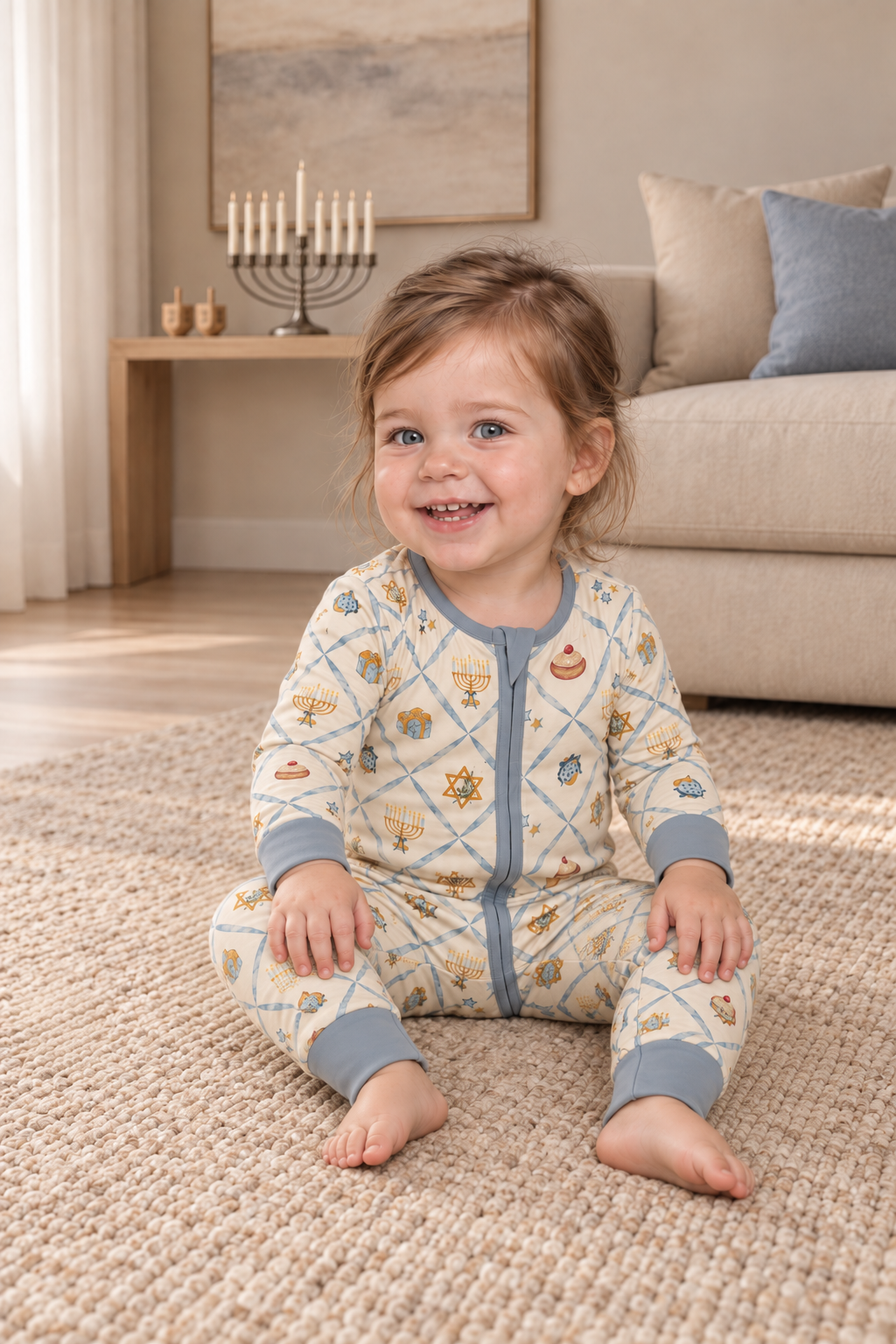 Hanukkah Bamboo Convertible Zip Footie