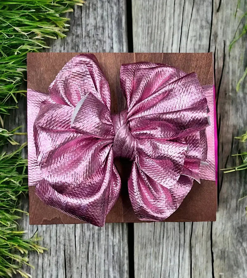 Metallic Pink Bow Headband