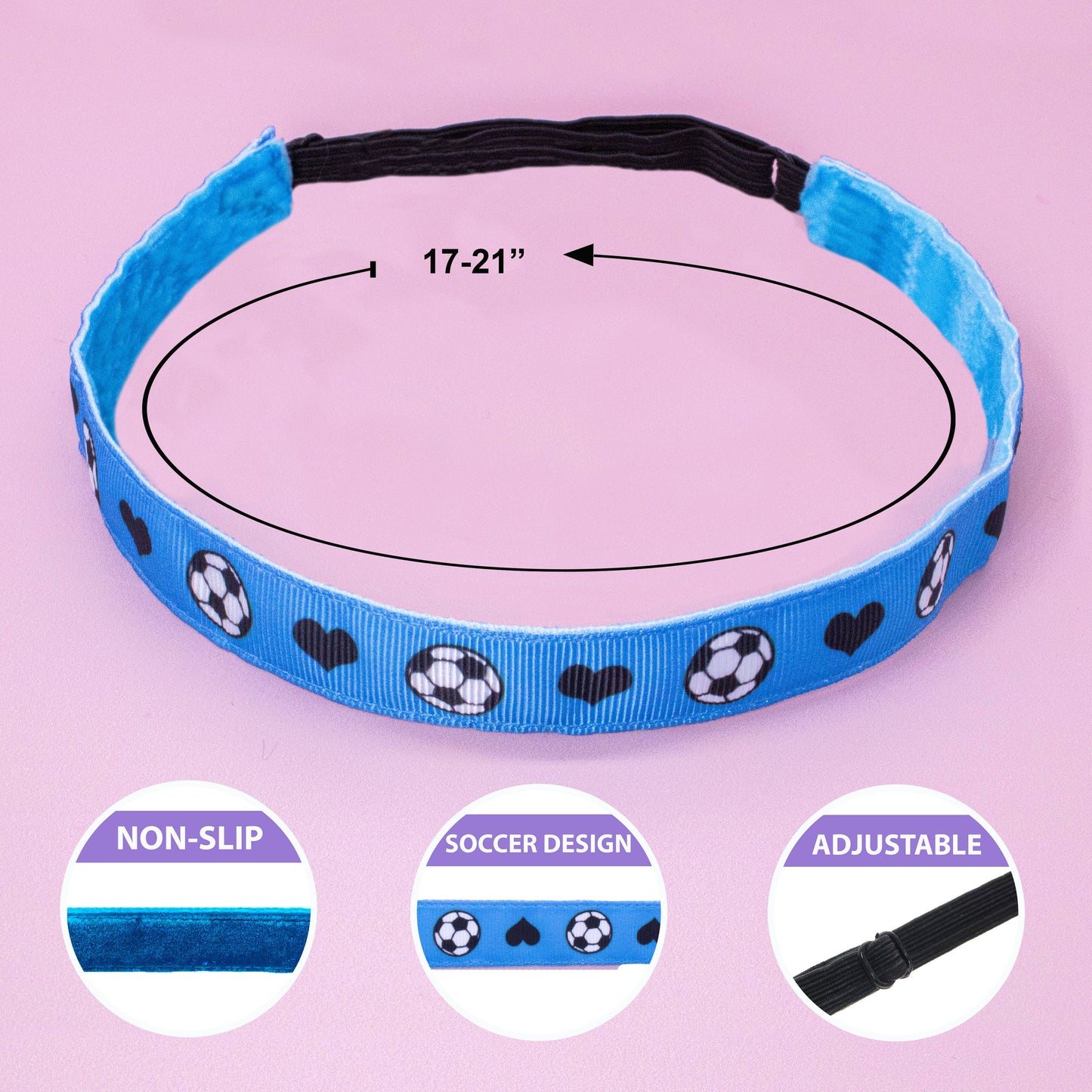 No Slip Soccer Headband in Blue
