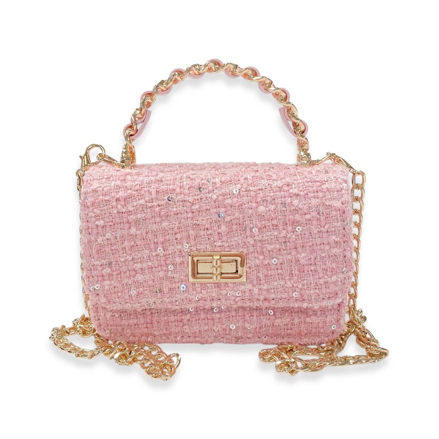 Pink Tweed & Sequins Purse
