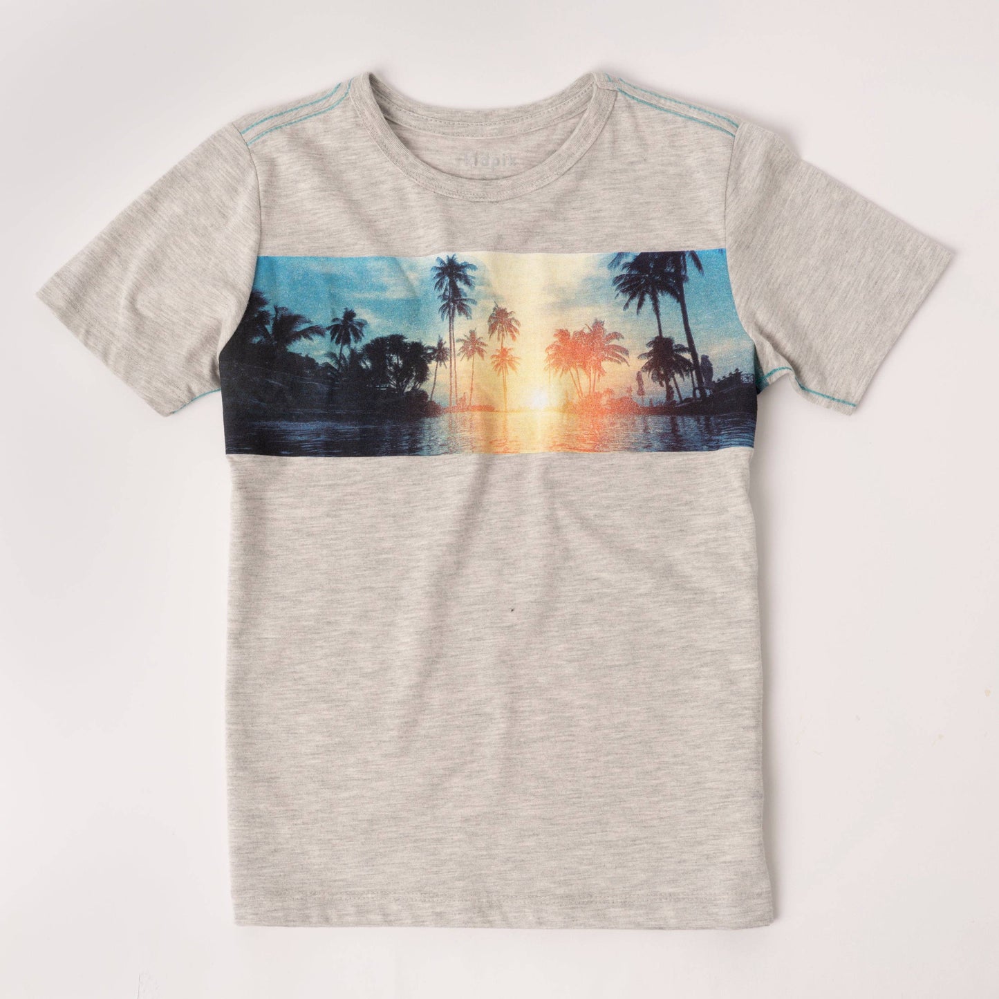 Grey Sunset Contrast Stitch Tee