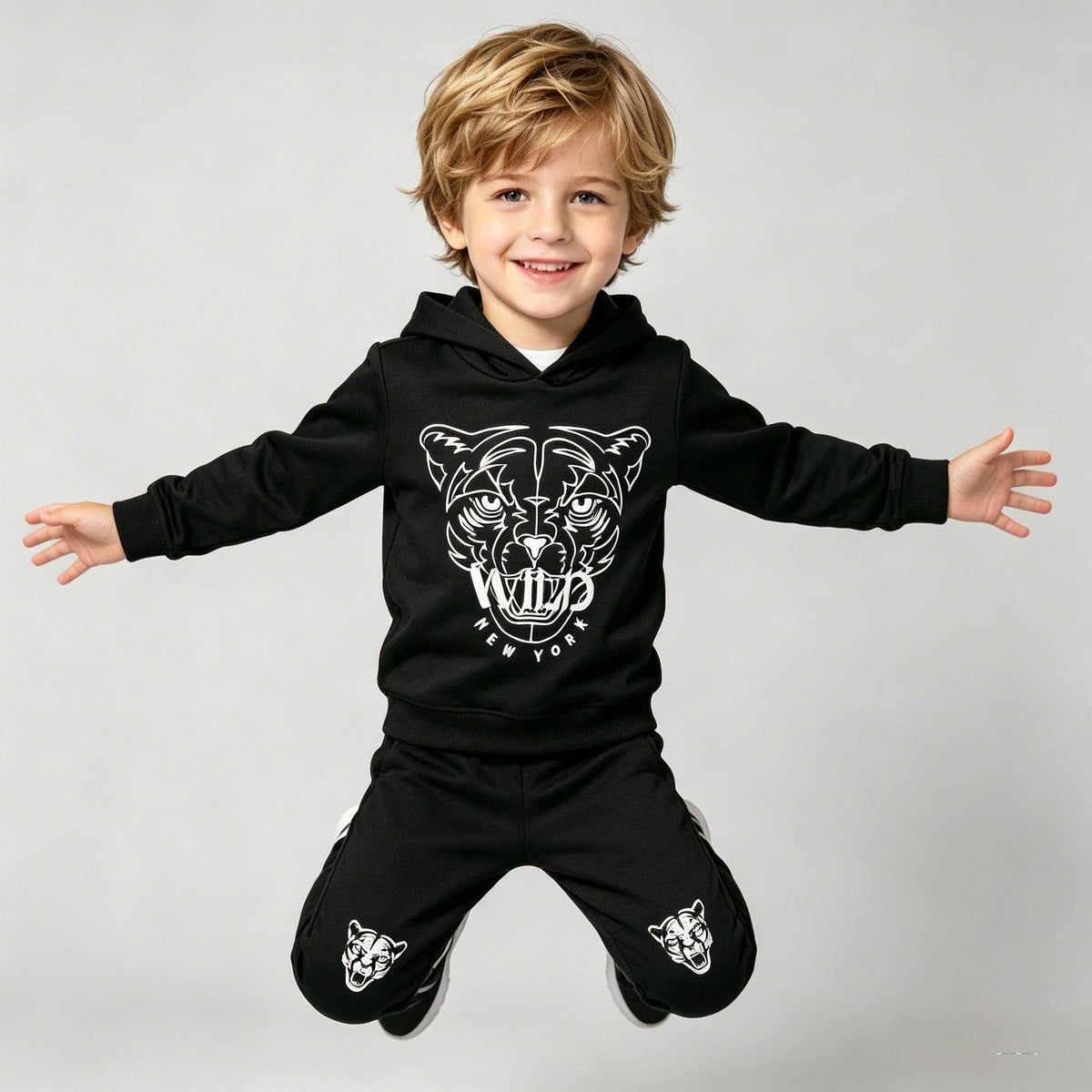 Black Wild French Terry Hoodie & Jogger Set