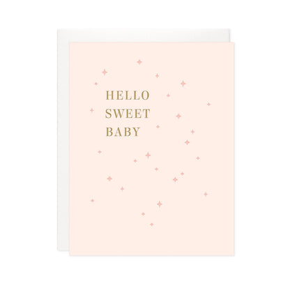 Hello Sweet Baby Letterpress Card - Pink