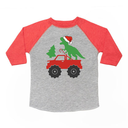 Santa Dino Monster Truck 3/4 Shirt