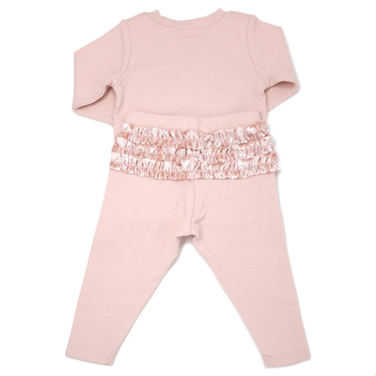 oh baby! Pale Pink Velvet Ruffle Bow Set