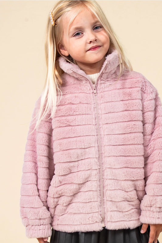 Mauve Faux Fur Striped Jacket