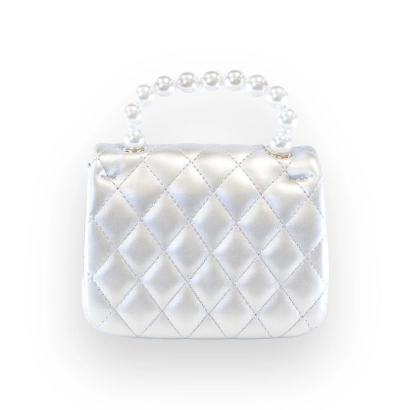 Silver Quilted Charms Purse with Pearl Handle