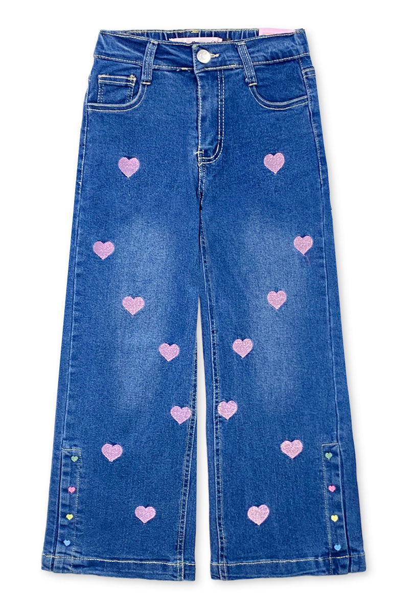 Embroidered Hearts Medium Wash Jeans