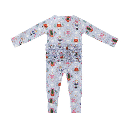 Sugar Plum Bamboo Ruffle Convertible Zip Footie