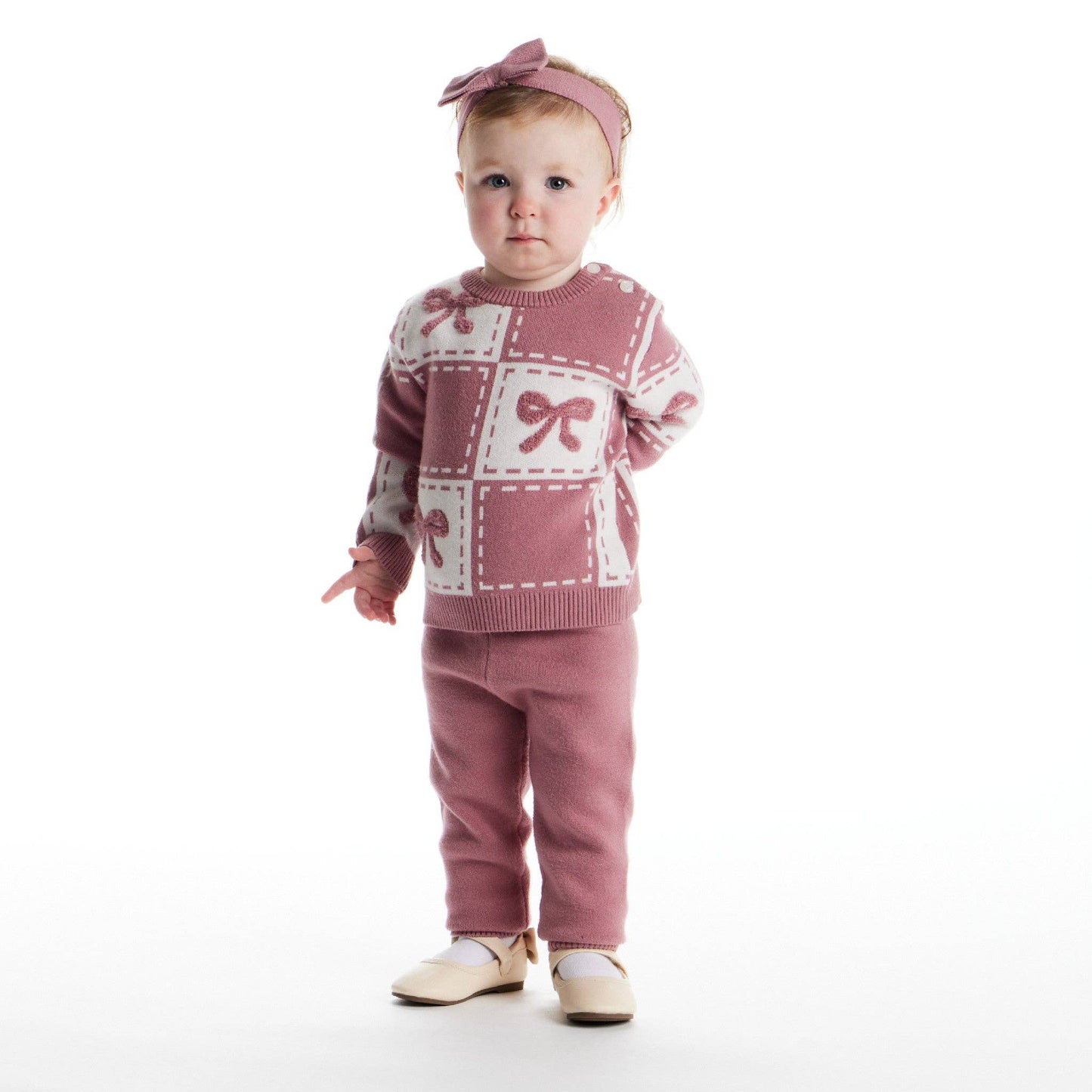 Pink Bows Chenille Sweater Set