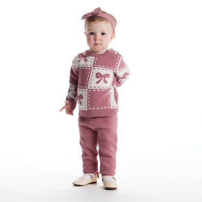 Pink Bows Chenille Sweater Set