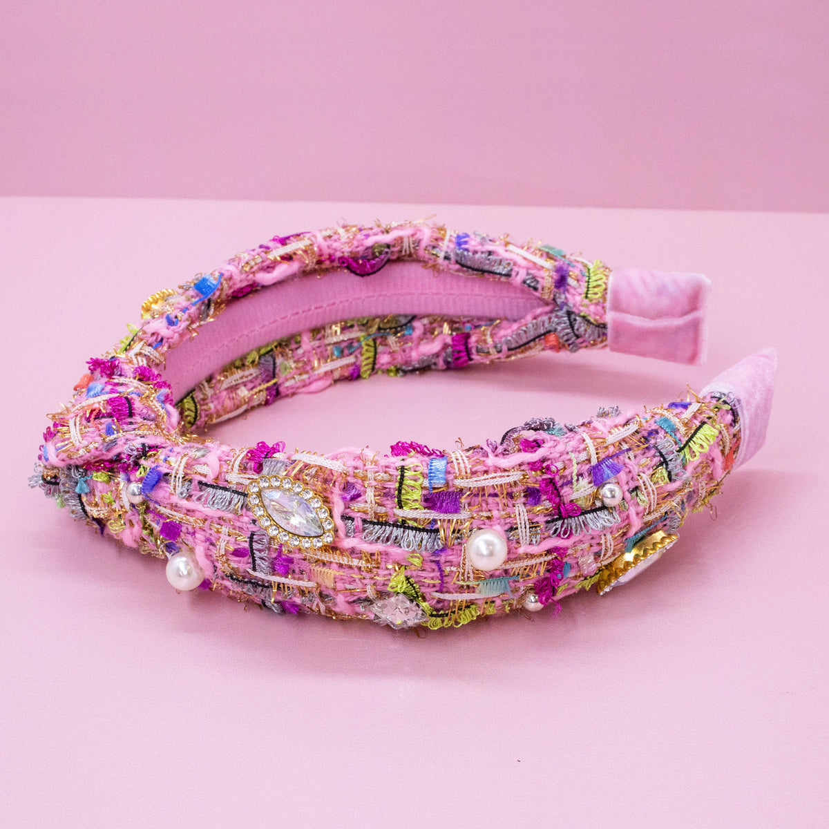 Pink Embellished Knot Headband