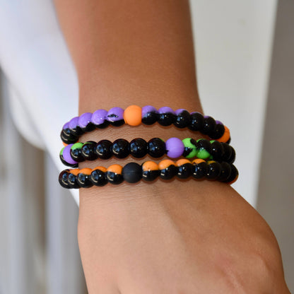 Halloween Tie Dye Silicone Beaded Bubble Bracelets