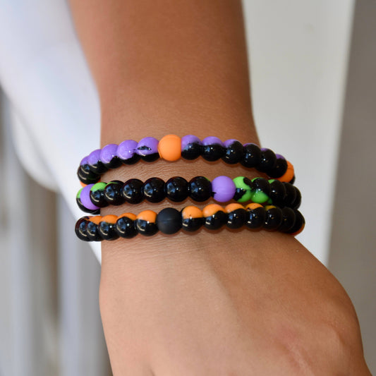 Halloween Tie Dye Silicone Beaded Bubble Bracelets