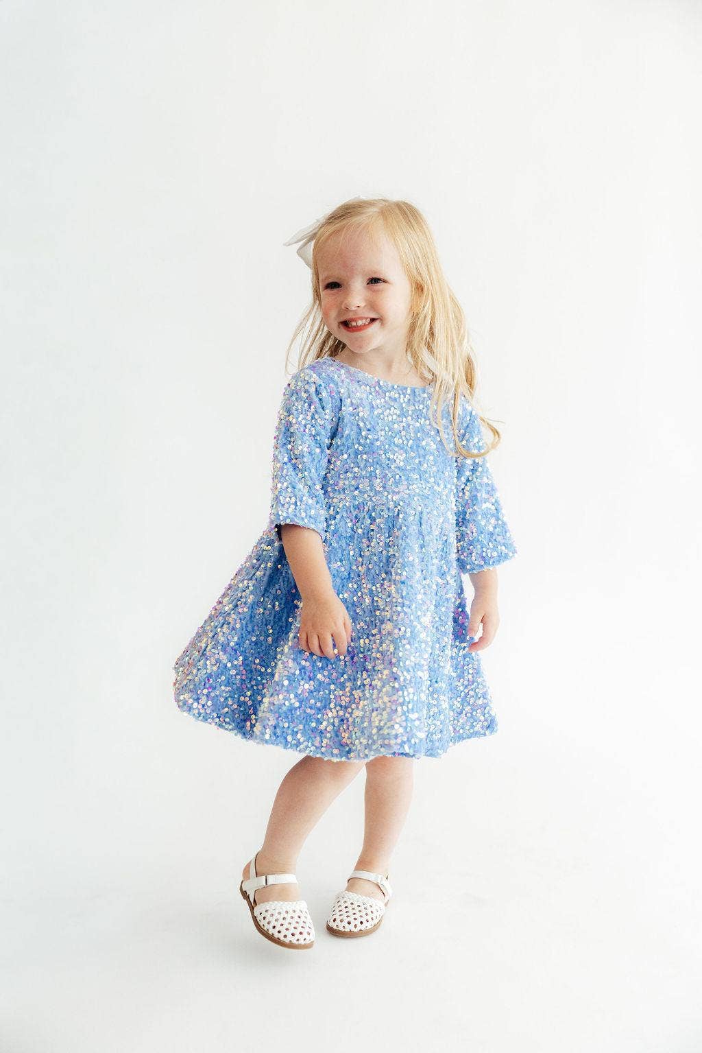 Light Blue Velvet Sequin Dress