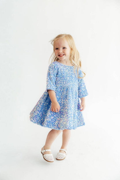 Light Blue Velvet Sequin Dress