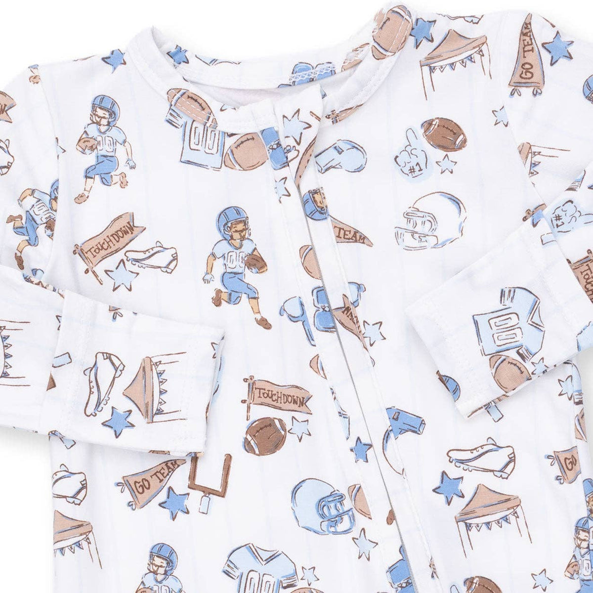 Football Nursery Bamboo Zipper Footie