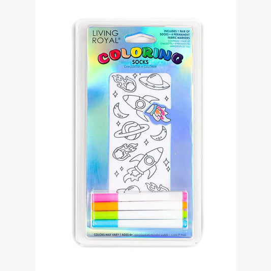 Blast Off Coloring Socks