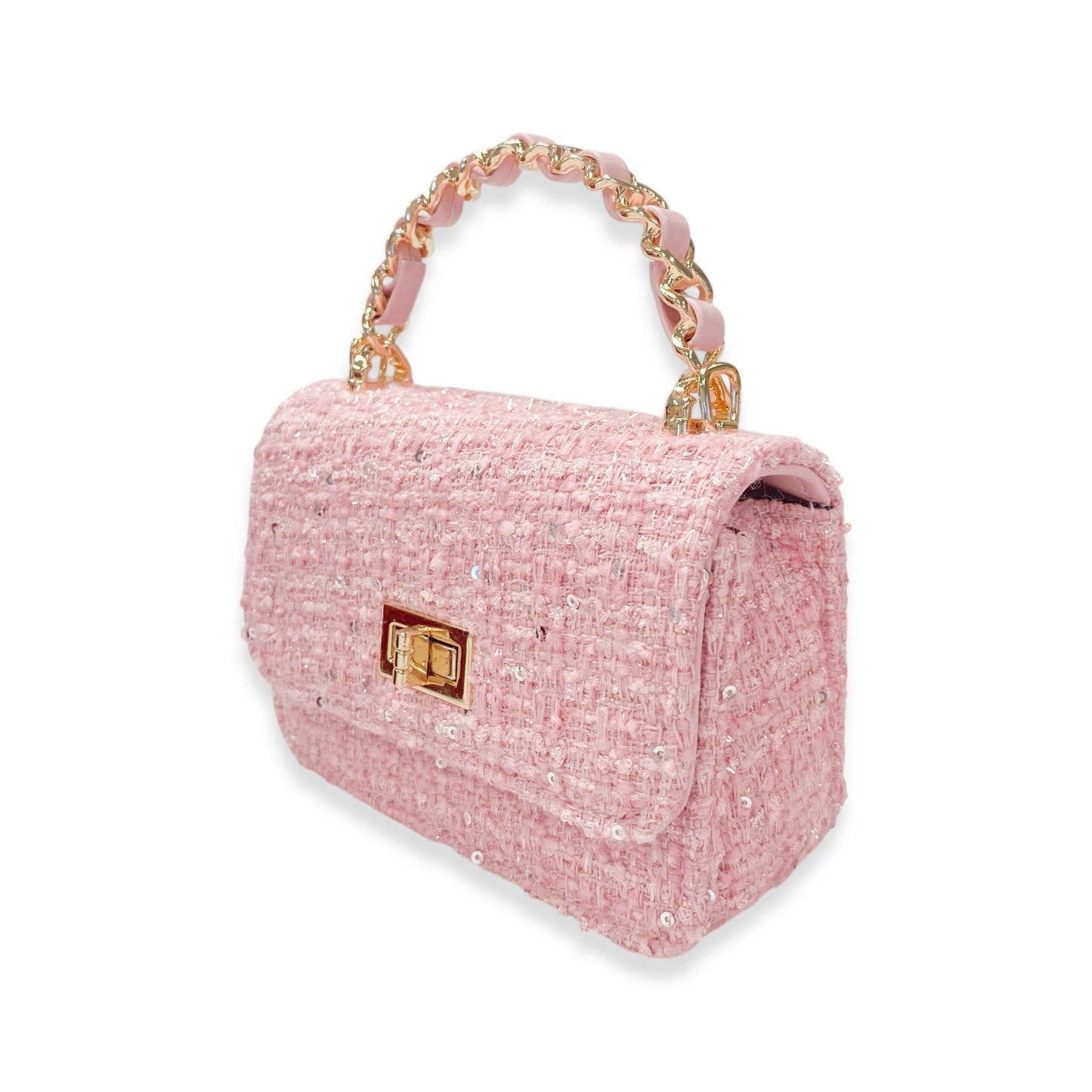 Pink Tweed & Sequins Purse