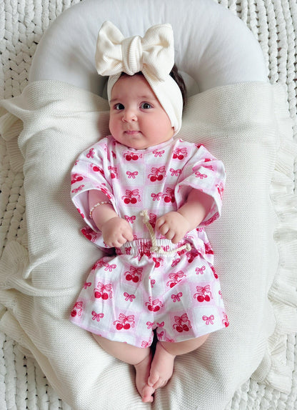 Checkered Cherry Shorts Set