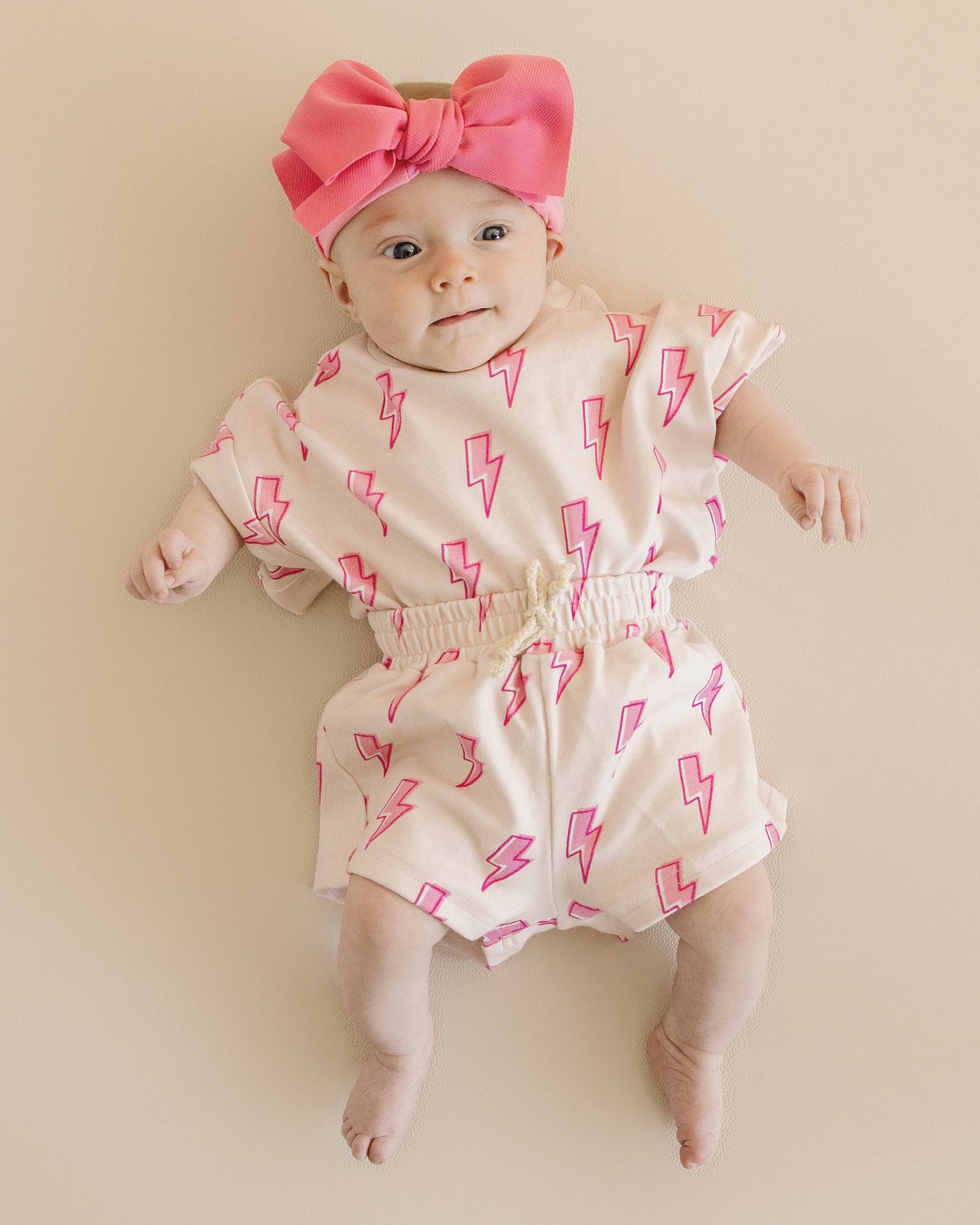 Pink Bolts Shorts Set