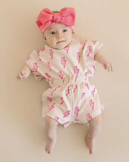 Pink Bolts Shorts Set