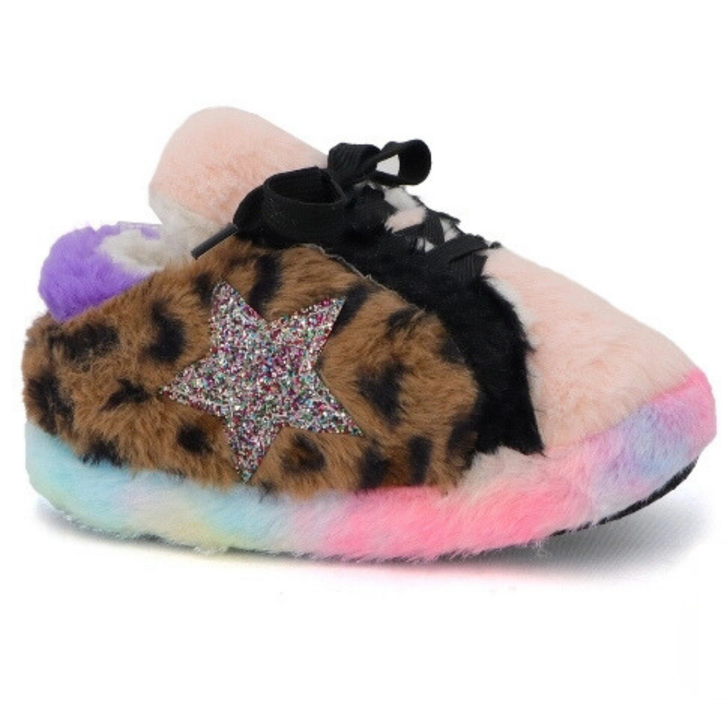 Leopard Fuzzy Sneaker Lounge Slippers