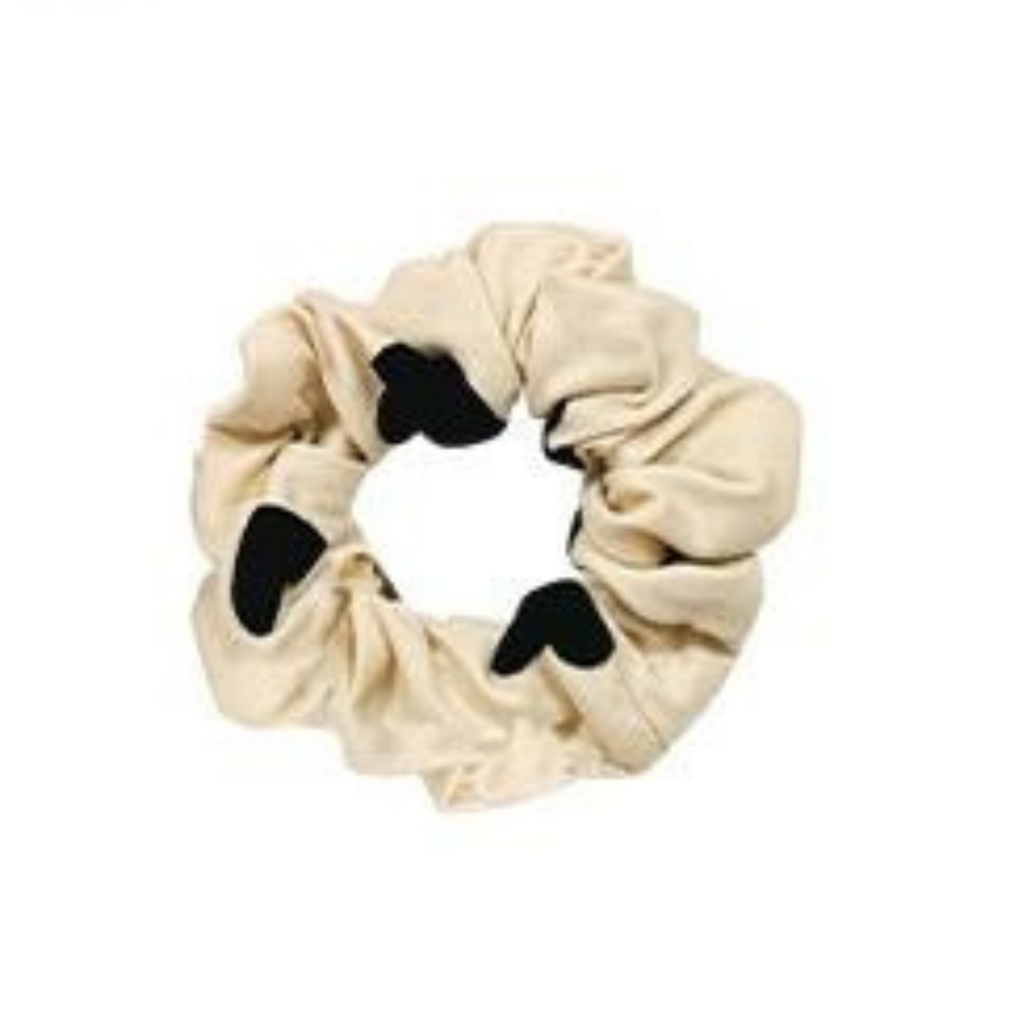 Beige Bow Hearts Scrunchie