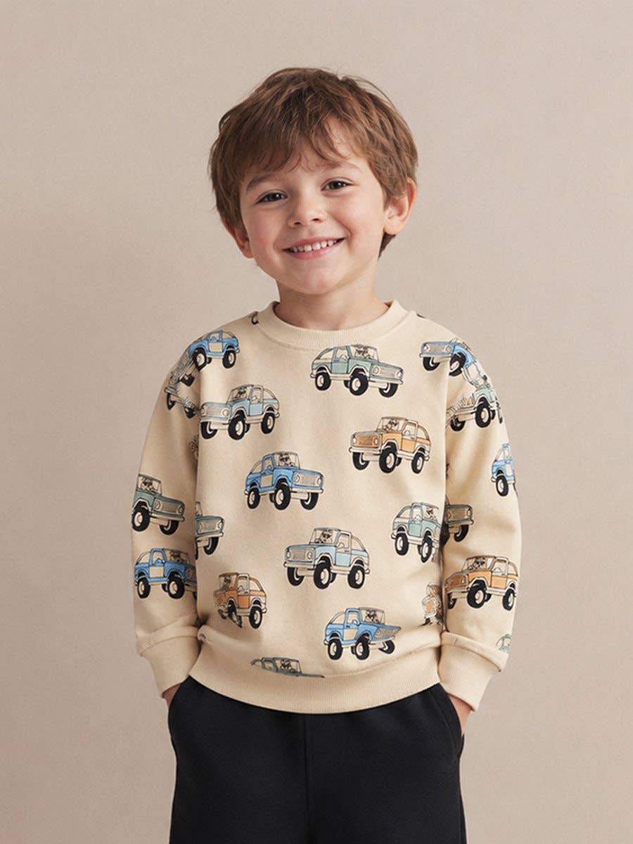 Cartoon Car Graphic Sweatshirt