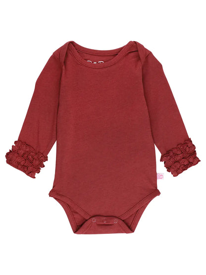 Rosewood Knit Long Sleeve Ruffle Laying Bodysuit