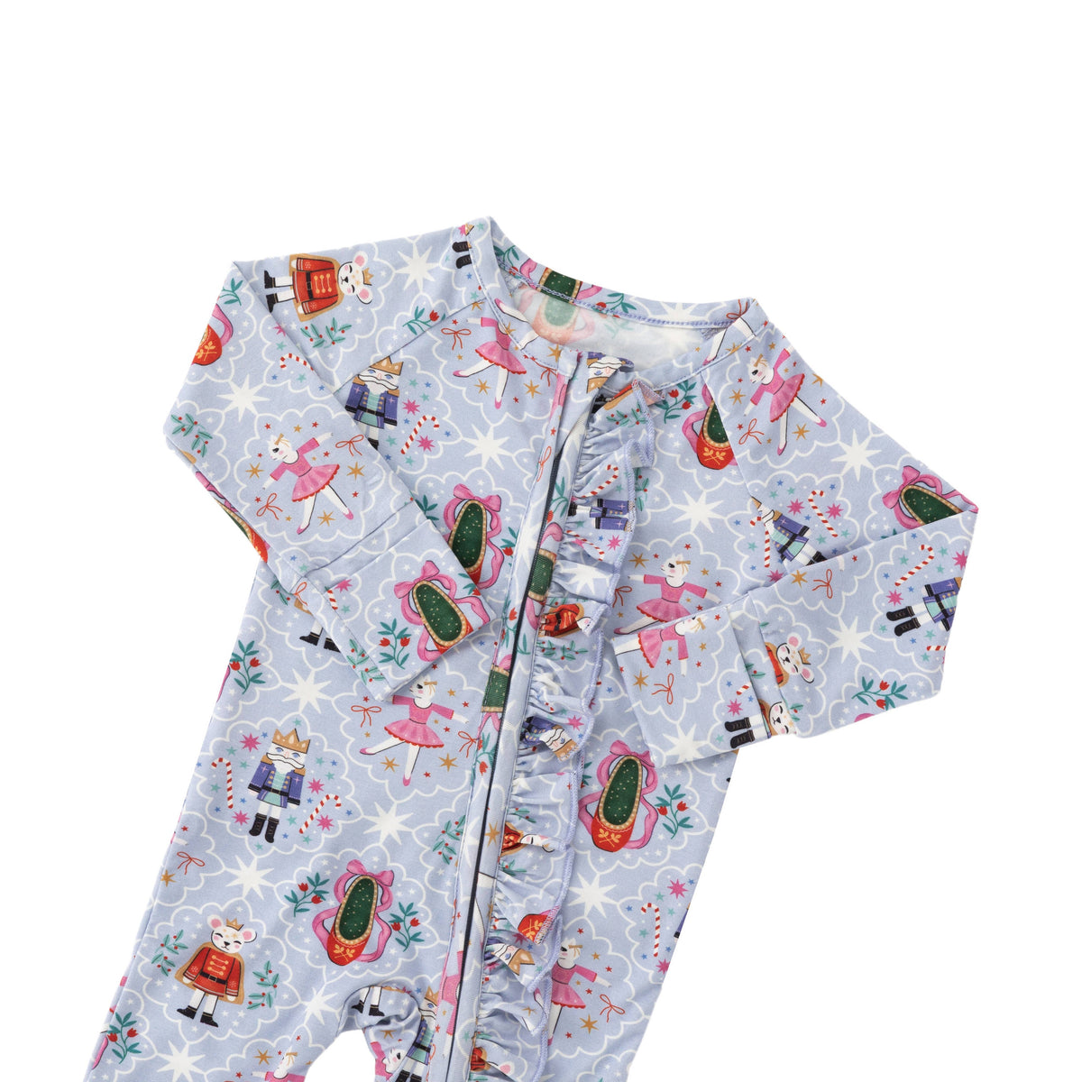 Sugar Plum Bamboo Ruffle Convertible Zip Footie