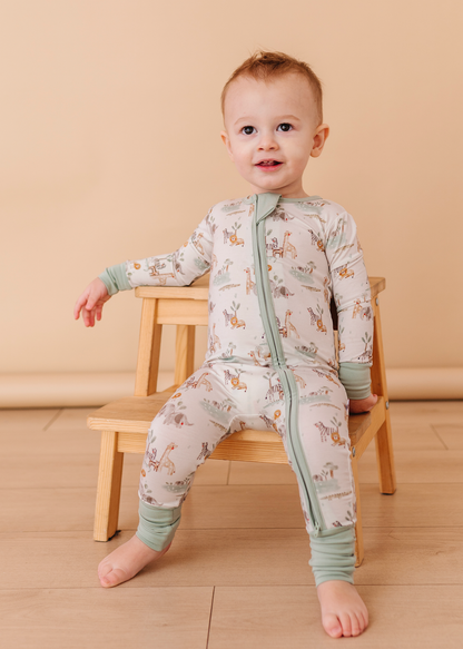 Soft Safari Bamboo Convertible Zipper Romper