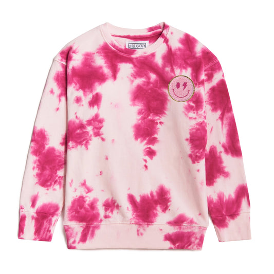 Smiley Tie Dye Crewneck Sweatshirt