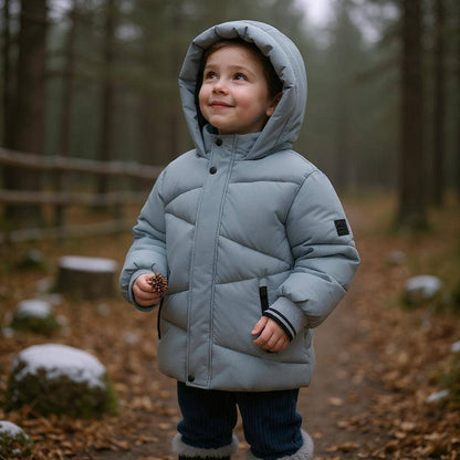 Slate Grid Fleece Lined Puffer Coat