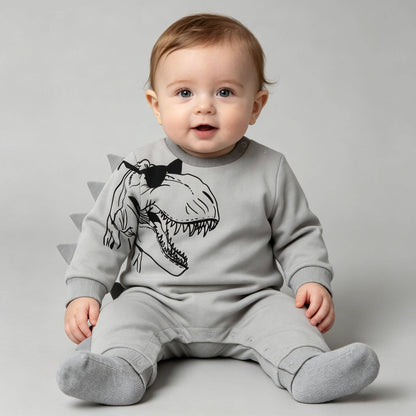 Grey 3D T-Rex Romper