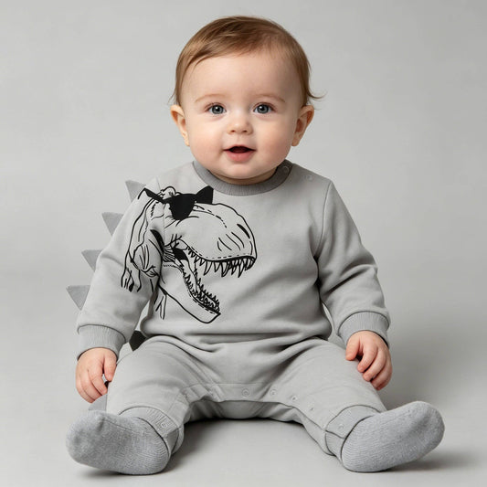 Grey 3D T-Rex Romper