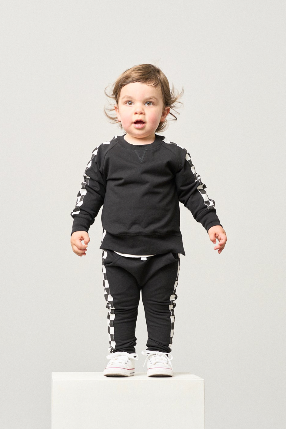 Black Side Checkered Baby Pullover