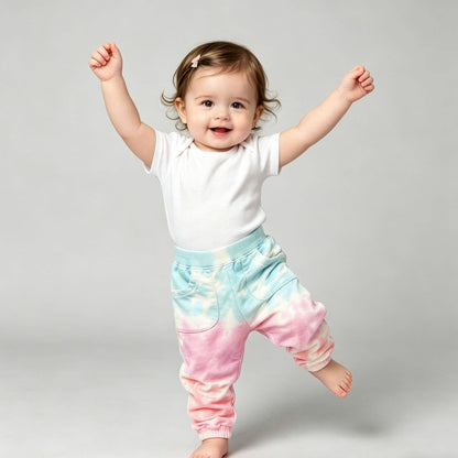 Pastel Tie-Dye Ruffle Jogger Set