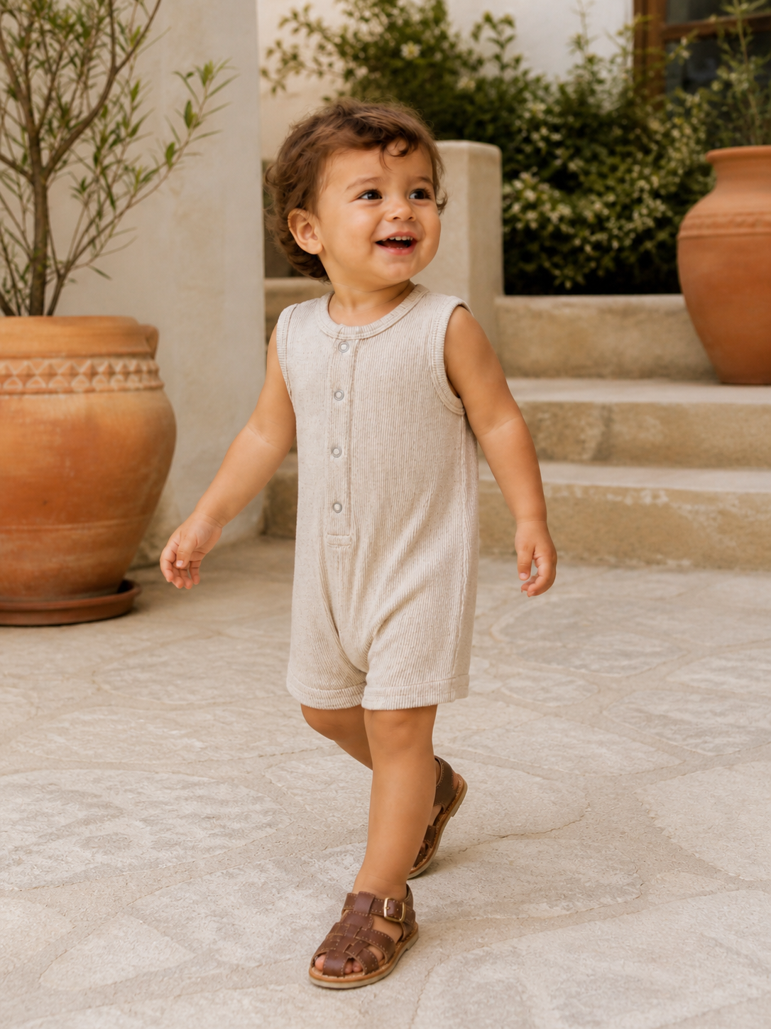 Tan Speckle Ribbed Shortie