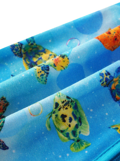 PoshTOT Sea Turtle Bamboo Convertible Zip Romper