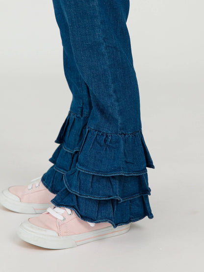 Stretch Denim Flare Pants with Ruffles (Infant)