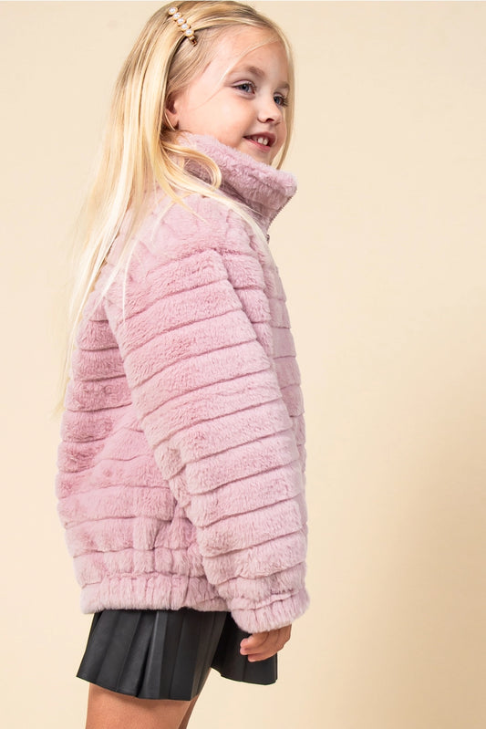 Mauve Faux Fur Striped Jacket