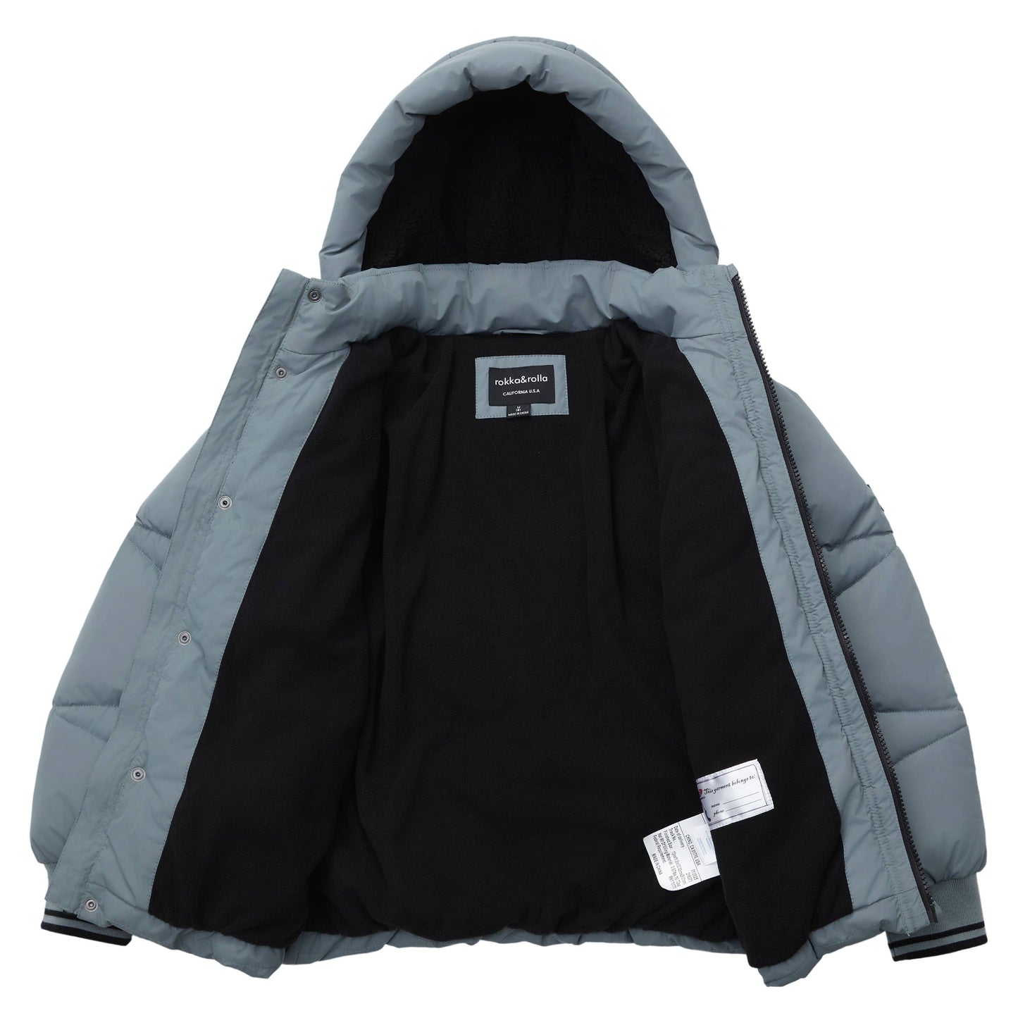 Slate Grid Fleece Lined Puffer Coat